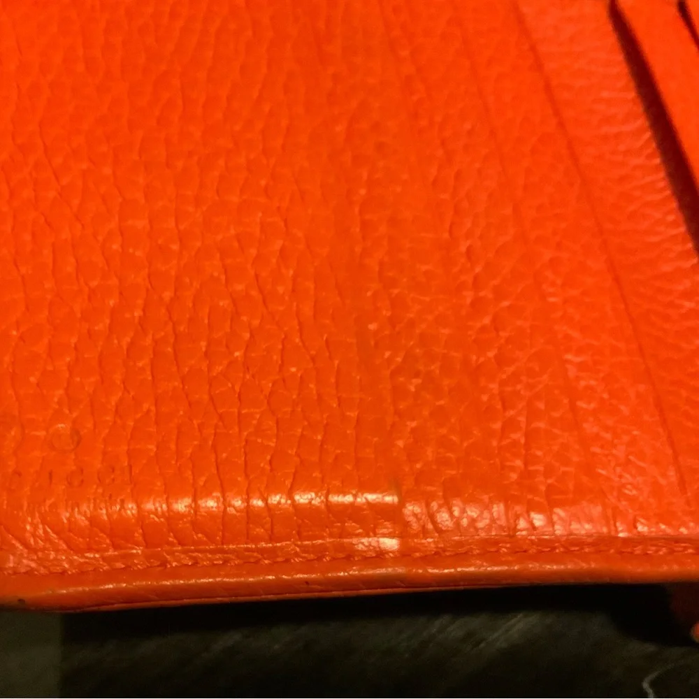 Gucci Signature Monogram Canvas Wallet with Orange Leather Trim